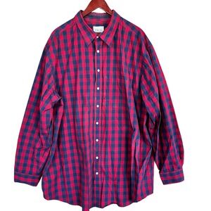True Nation Mens 3XLT Long Sleeve Button Up Shirt Red Plaid Casual Campcore